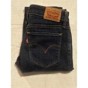 Levi's‎ 711 Jeans Skinny Women's Size 25 Dark Wash Distressed Denim Blue Stretch